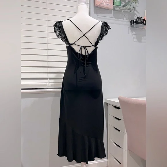 Vintage Y2K Moda International Black Midi Dress - Picture 8 of 10